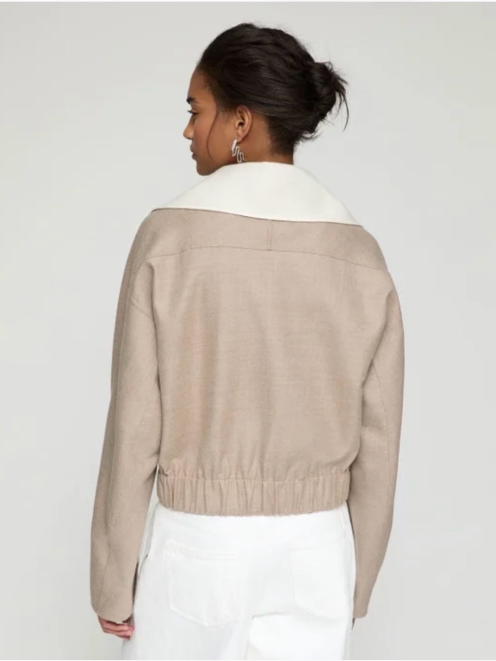 Lafayette 148 New York Wool/Silk Jacket in Hickory Melange/ Cloud - Picture 4 of 10